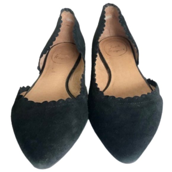 Jack Rogers Chantel D'Orsay Scalloped Suede Flats - Black - 7.5 - Picture 2 of 10